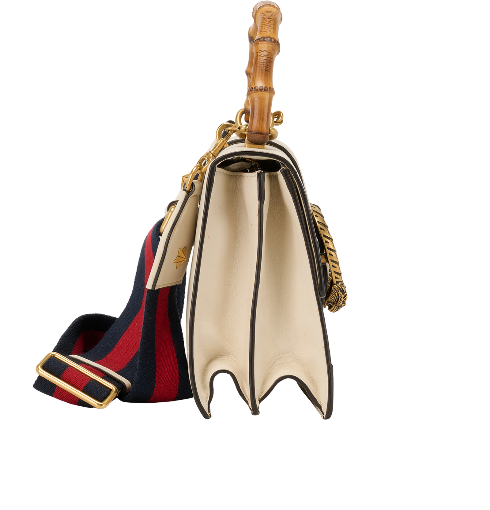 Medium Dionysus Bamboo Top Handle, &pound;850, Handbags, Blue/Red/White, Leather, Side view